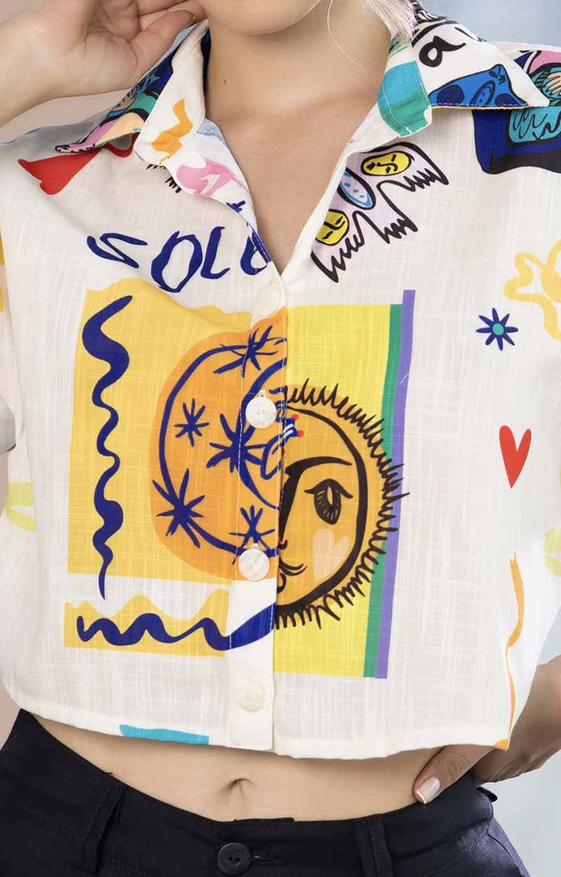 Blusa Lino Estampado X3872